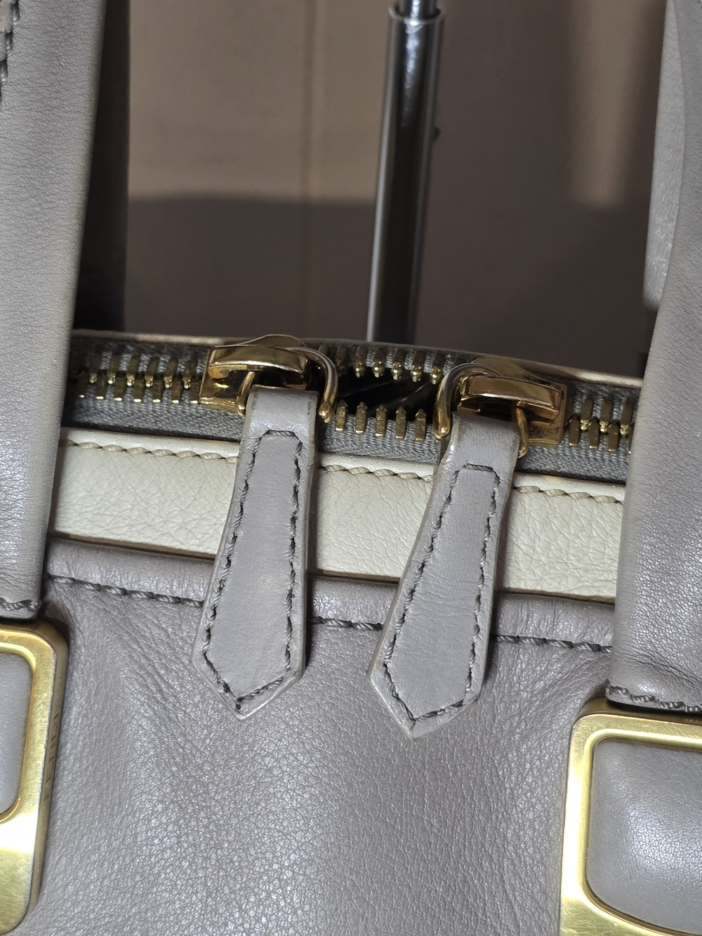 Beautiful Fendi Chameleon Satchel in a highly versatile, neutral colorblock. - Picture 4 of 16